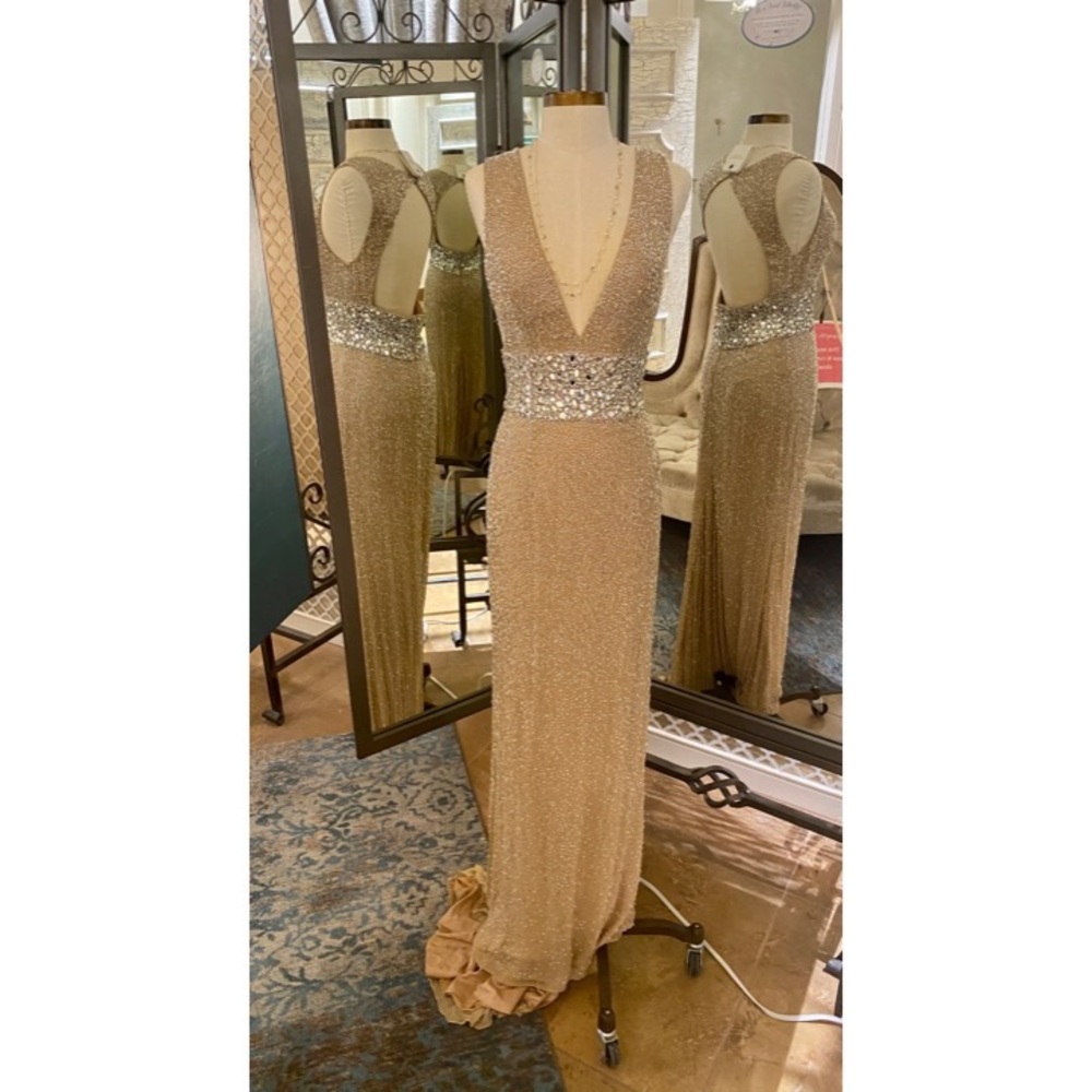 Sherri Hill Champagne beaded dress